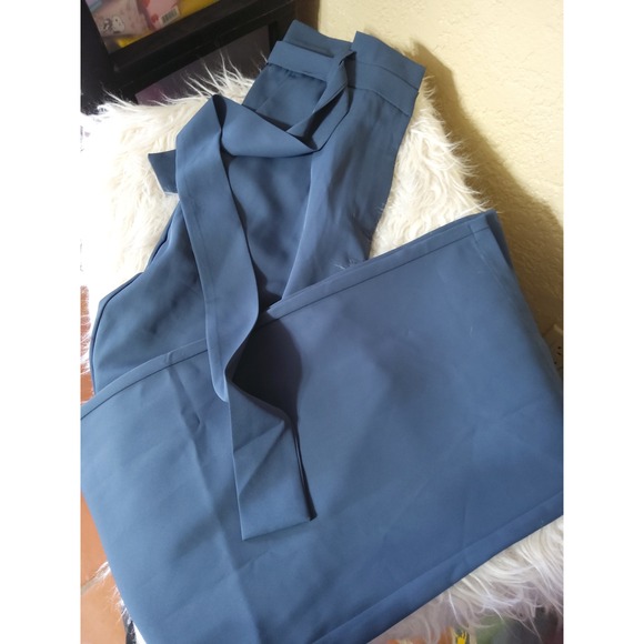 HALARA Pants - Halara High Waisted Wide Leg Paperbag Pants Slate Blue Self Tie Belt Small NWT